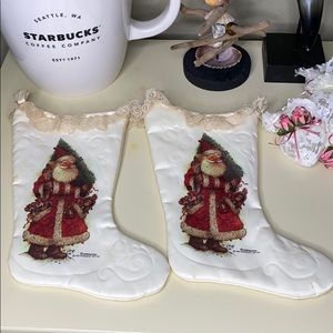 Vintage Giordano Ivory Satin Christmas Stocking